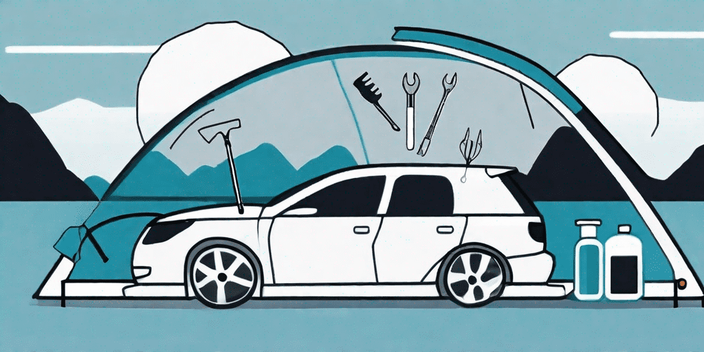 A car with a cracked windshield