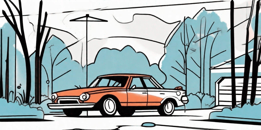 A car with a cracked windshield parked in the scenic town of kingwood